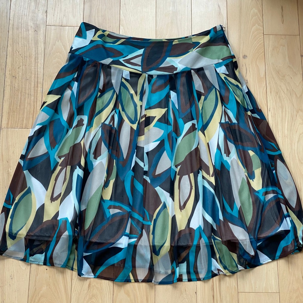 VTG 90s Retro Intriguing Threads Teal Abstract Mesh Pleated Pucci Style Skirt-XL